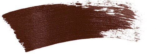 A dark brown paint streak brushstroke on a white background.
