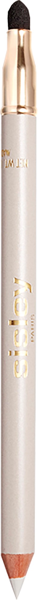 A white eye-pencil with a gold tip and black tip.