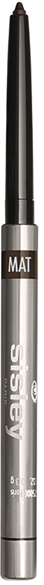 Harmaa ja musta eyeliner-kynä jossa ruskea nauha, jossa teksti "MAT" ja "sisiey".