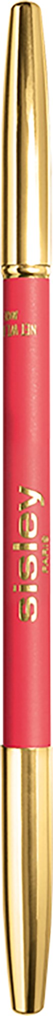 En rosa och gul BIC-penna med en klassisk design, med gul lock och spets, och varumärket i guld.