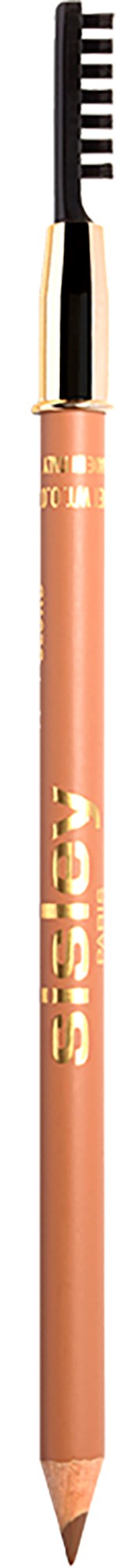 A dual-purpose makeup tool that functions as both a brush and a pencil, with a pink handle and black and white bristles.