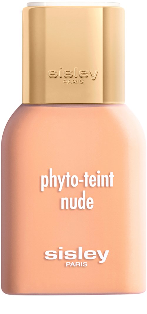 Persikan värinen pullo kultakalvalla, merkitty 'phyto-teint nude' Sisley Parisiltä.