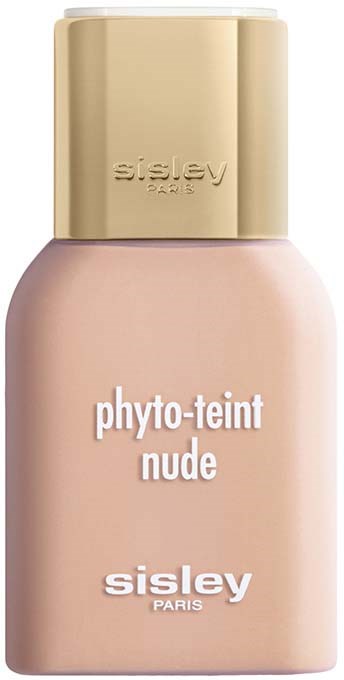 Sisley Paris Phyto-Teint Nude meikkituote pullo vaaleanpunaisessa värissä kultaisella korkilla.