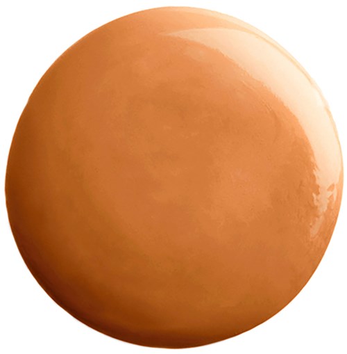 Pyöreä, oranssi ruskea hedelmä, sileä pinta ja kiiltävä ulkonäkö.