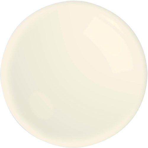 Een groot, effen, lichtkleurig rond voorwerp, mogelijk een bal of een eenvoudige afbeelding van de maan.