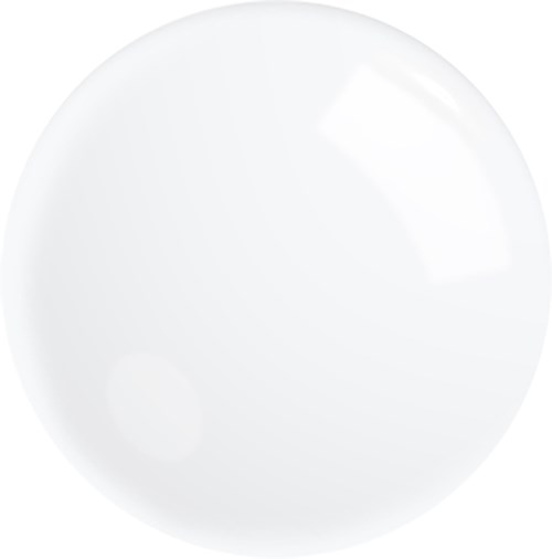 Een wit, rond voorwerp dat glad en glanzend lijkt, mogelijk een bal of een knop.