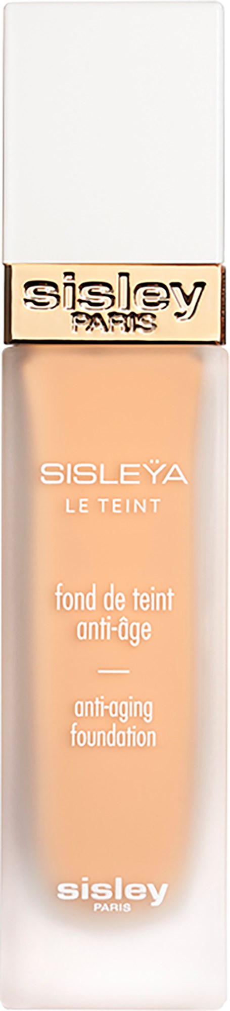 A tube of Sisley Le Teint anti-aging foundation with a white and gold cap and soft beige inside.