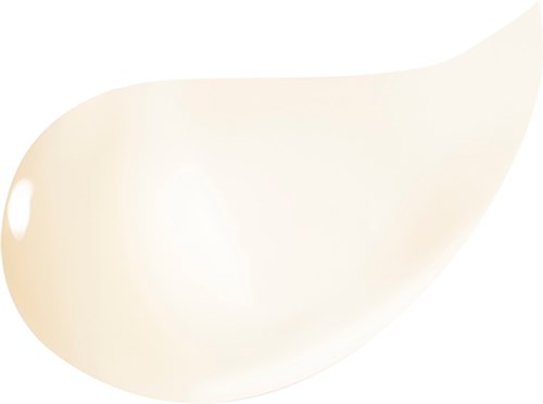 Een beige, ronde, gel-achtig vorm met een glanzend oppervlak en gladde textuur.