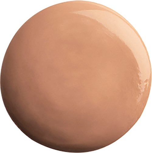A smooth, round beige object, shiny and uniform in color.