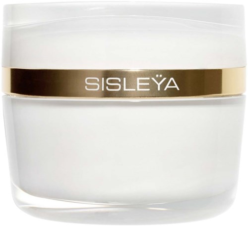 Een witte pot met een goud en wit label met de tekst SISLEY'A, waarschijnlijk een cosmetisch of huidverzorgingsproduct.