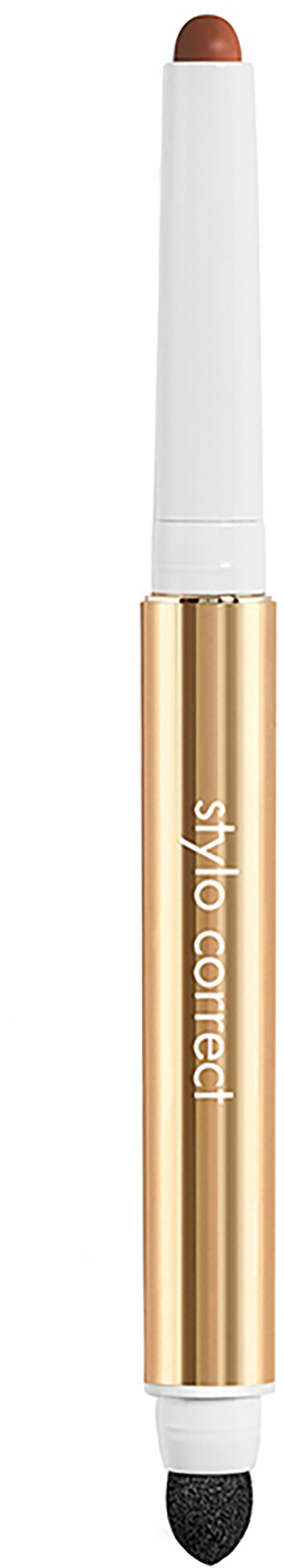 A white and gold eyeliner with a built-in sponge tip for blending, labeled 'style correct.'