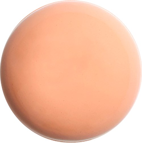 Een glad, rond, lichtbruin voorwerp met een glanzend oppervlak en een lichte schaduw.