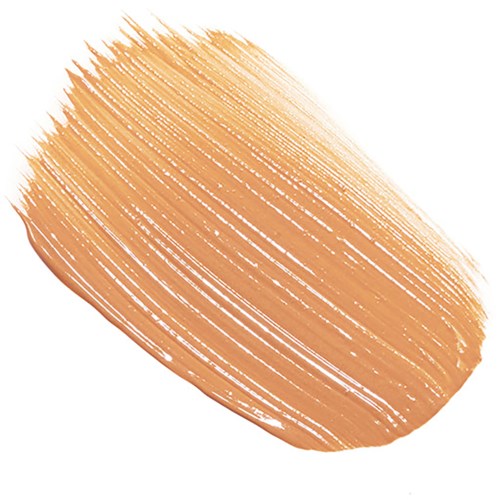 Een beige kwaststreek met zichtbare textuur en lijnen op een witte achtergrond.