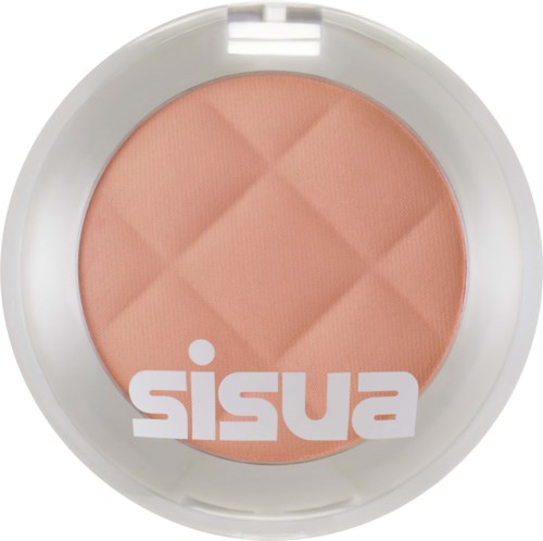 A peach-colored face powder with a diamond pattern and the brand name 'sisa' on the surface.