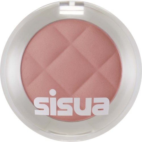 Pink blush with a quilted pattern inside a round container, with "sisu" written on the front.