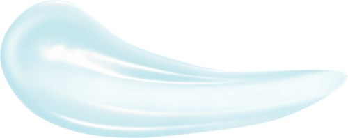 Eine hellblaue, gebogene, weich aussehende Gel oder Creme in einer glatten Form.