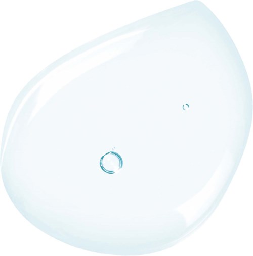Eine klare Glasschüssel mit zwei kleinen Wassertropfen darin.