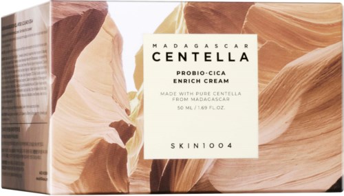 Verpackung für Madagascar Centella Serum, mit Naturstein-Design und schlichter weißer Etikette.