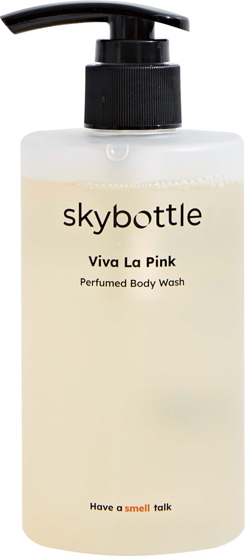 Tuoksuva vartalopesu Skybottle Viva La Pink, jossa pumppupullo.