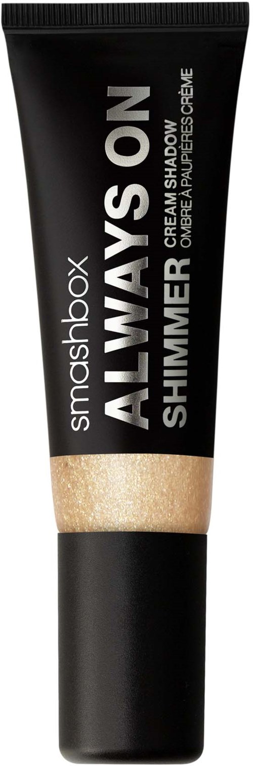 Musta tubi Smashbox Always On -hohdevarjostustuotteelle, jossa on beige kimaltava osa alhaalla.