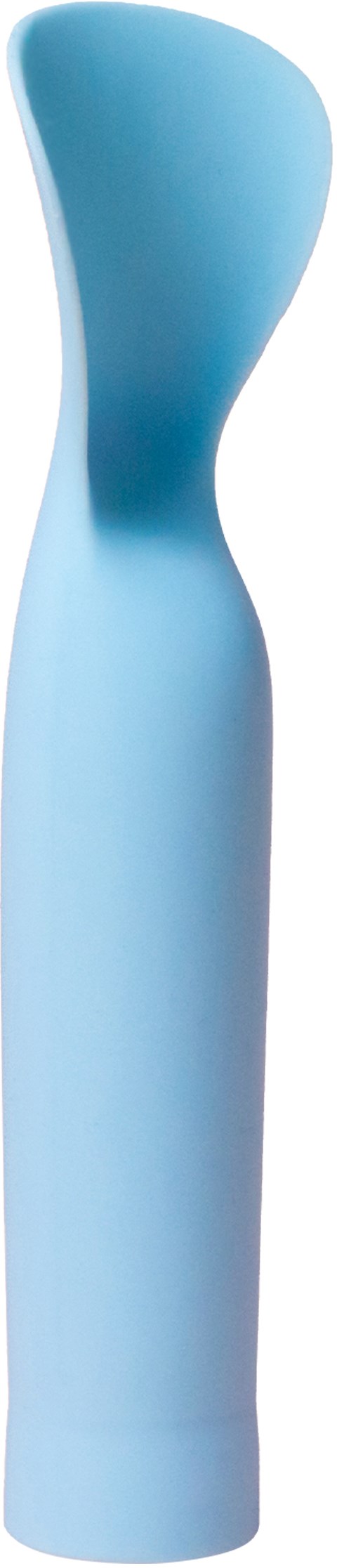 Ein blauer ergonomischer Gegenstand mit geschwungener Spitze, für Komfort und Griff.