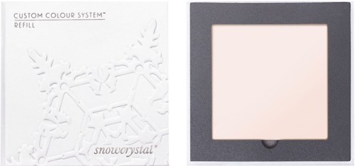 Deze afbeelding toont een Snowcrystal navulverpakking met een grijze rand en een wit middengebied.