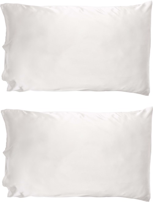 Two white pillows stacked on top of each other, plain with no visible patterns or decorations.
