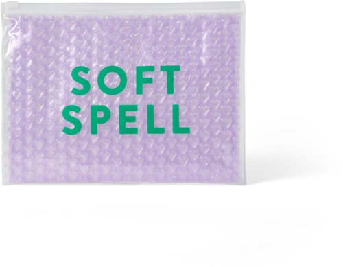 A small purple bag labeled "Soft Spell" in green letters, likely containing soft candies or sweets.