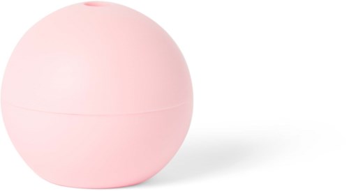 A round, light pink beauty product container with a subtle horizontal line separating the lid from the base.