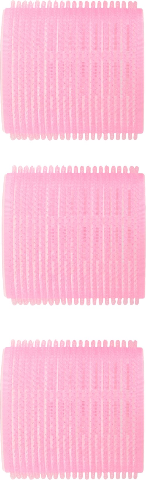Three pink, textured objects stacked vertically with evenly spaced ridges.