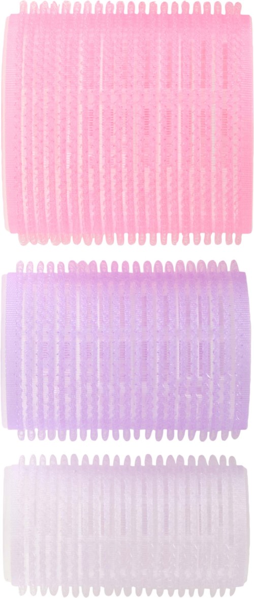Three pastel-colored combs in pink, purple, and white stacked vertically.