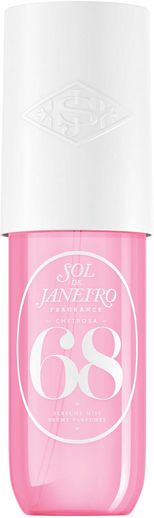 Pinkfarbige Nagellackflasche mit weißem Text und weißem Deckel.