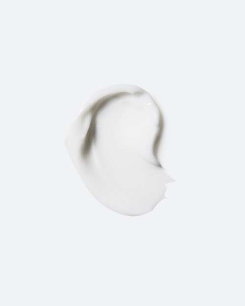 A white, minimalist convex shape with a silhouette of a person's face and ear in profile.