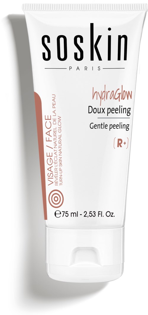 Soskin Paris HydraGlow gentle peeling cream for face, 75 ml, smooths skin and enhances glow.