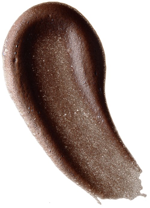 Eine Nahaufnahme von brauner Lidschatten auf weißem Hintergrund.