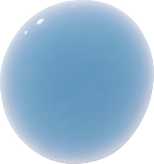 A shiny blue sphere with reflections of light on its surface.