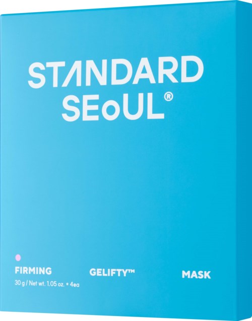 Blue box with white text says STANDARD SEOUL, and mentions firming, GELIFY, and mask.