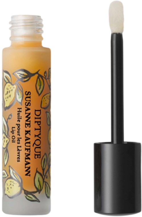 Lip gloss with lemon and honey scent, in a small bottle. Comes with a wand for applying.