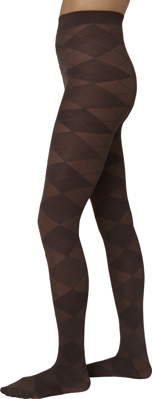 Swedish Stockings Rebecka Argyle Tights  Dark Brown L