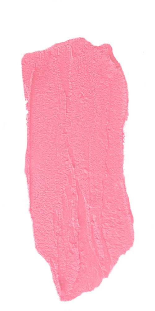 Pink makeup smear with a rough, uneven shape and visible brush marks.