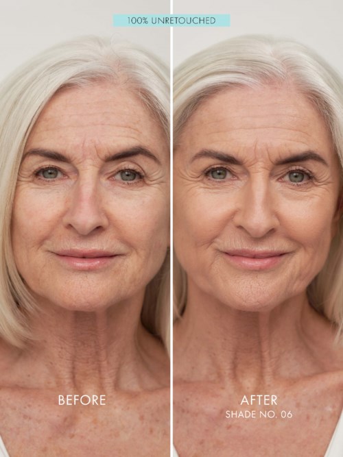 A woman shows a 