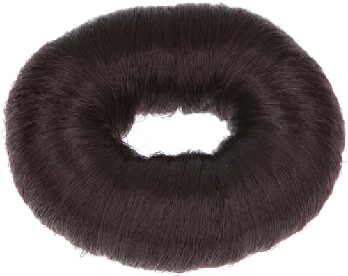 A black, round, fuzzy object shaped like a ring or donut, appears soft and thick.