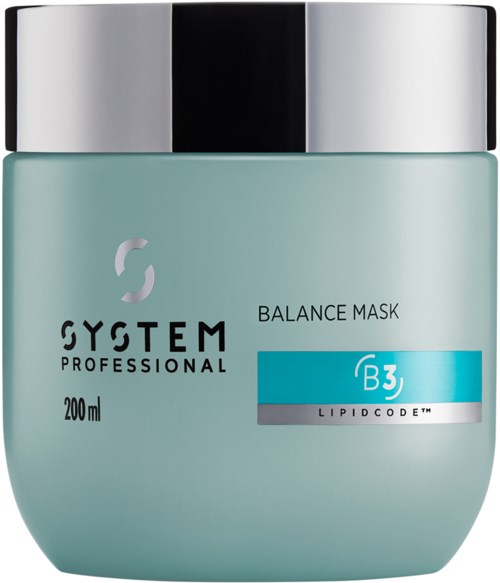 Een potje huidverzorgingscrème met label 'System Professional Balance Mask B3 Lipidcode' en een zilveren deksel.