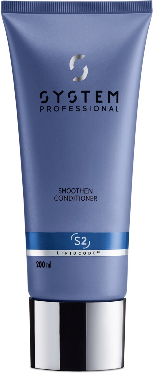Blauwe tube System Professional Smoothen Conditioner met zilveren en donkerblauwe accenten, 200 ml.