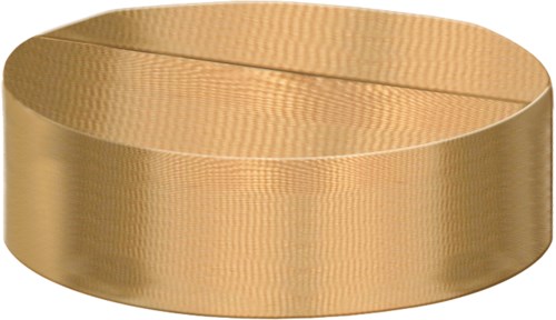 A round, gold-colored ribbon or band with a smooth, shiny surface and textured edges.