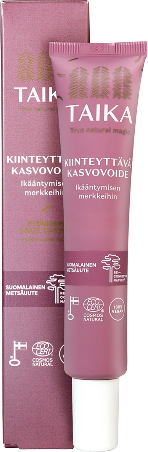 Roze tube en doos met goud en witte tekst, waarschijnlijk een cosmetisch of huidverzorgingsproduct, staand rechtop.