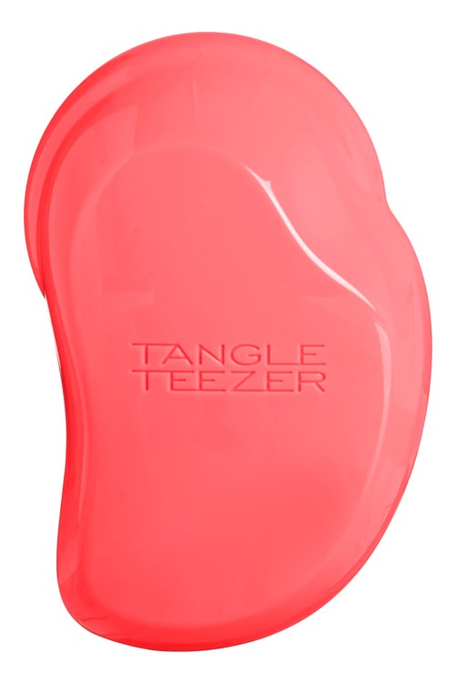 En rosa tvål med orden "TANGLE TEEZER" ingraverat på den.