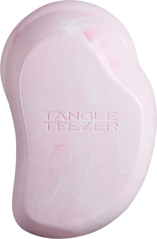 Rosa tvålpåse med texten "Tangle Teezer" präglad på den.