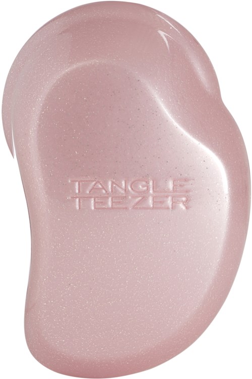 En rosa ovalformad tvål med orden "TANGLE TEEZER" präglat på den.