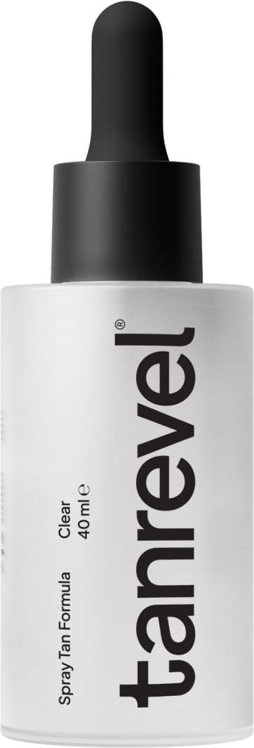 En vit flaska märkt 'tannrevel' med svart pipettlock, innehåller 40 ml av klar spray.